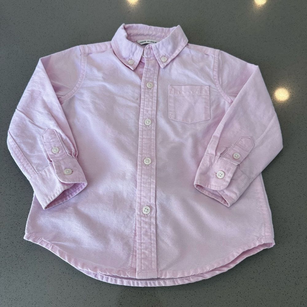 Janie and Jack Pink Oxford Button Down Cotton Shirt Size 18-24M